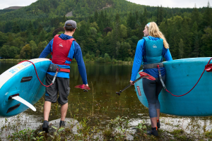 Stand Up Paddle board equipment including leashes and belts