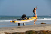 Lightweight kayak on trolley.