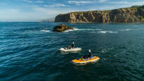 Hobie Lynx, being pedalled along the coastline