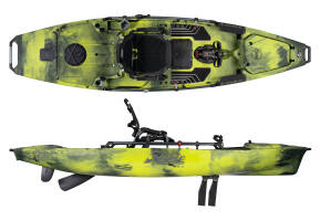 Hobie Pro Angler 12 360XR in Amazon Green Camo shown as a top and side profile