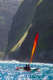 Hobie's Tandem Island making light work of coastal conditions with both the sail and Mirage drives powering along