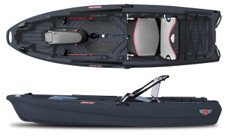 jonny boats bass 100 fishing kayak ready to take an outboard motor