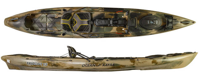 Ocean Kayaks Trident 13 Fishing Kayak shown in camo