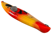 angled orange/yellow kayak with hatch, rod holder