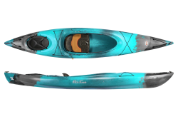 grey/teal open cockpit comfortable outfitting touring kayak