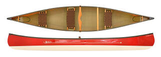 Swift Canoes Prospector 15 Combi shown in Ruby over Champagne with removable yoke and removable centre seat