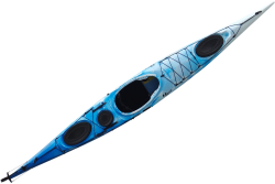 The Riot Brittany Sea Kayaks shown in the Blue/White colour