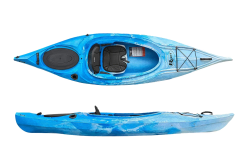 The Riot Quest 9.5 touring kayak shown in the Blue/White colour