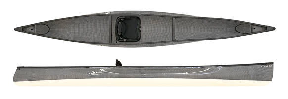 Swift Canoes Cruiser 16.8 shown in Carbon Fusion with the Granite colour over Champagne hull