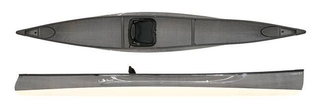 Swift Canoes Cruiser 16.8 shown in Carbon Fusion with the Granite colour over Champagne hull