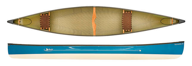 Swift Canoes Keewaydin 16, lightweight 16ft tandem canoe with an asymetric hull design