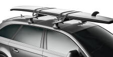 Thule Board Shuttle 811 with a board secured in the cradle using the supplied straps