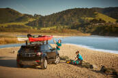 Thule DockGlide 896 in action to secure kayaks to a roofrack.