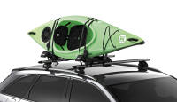 Thule Hull-a-Port XTR being used in the reclined J position to transport a single kayak