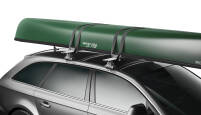 Thule Portage 819 Canoe Carrier showcasing how a canoe will sit inside the feet