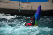 White water kayak tail squirting