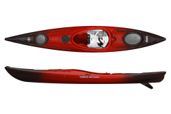 three hatch short day touring kayak in red/black